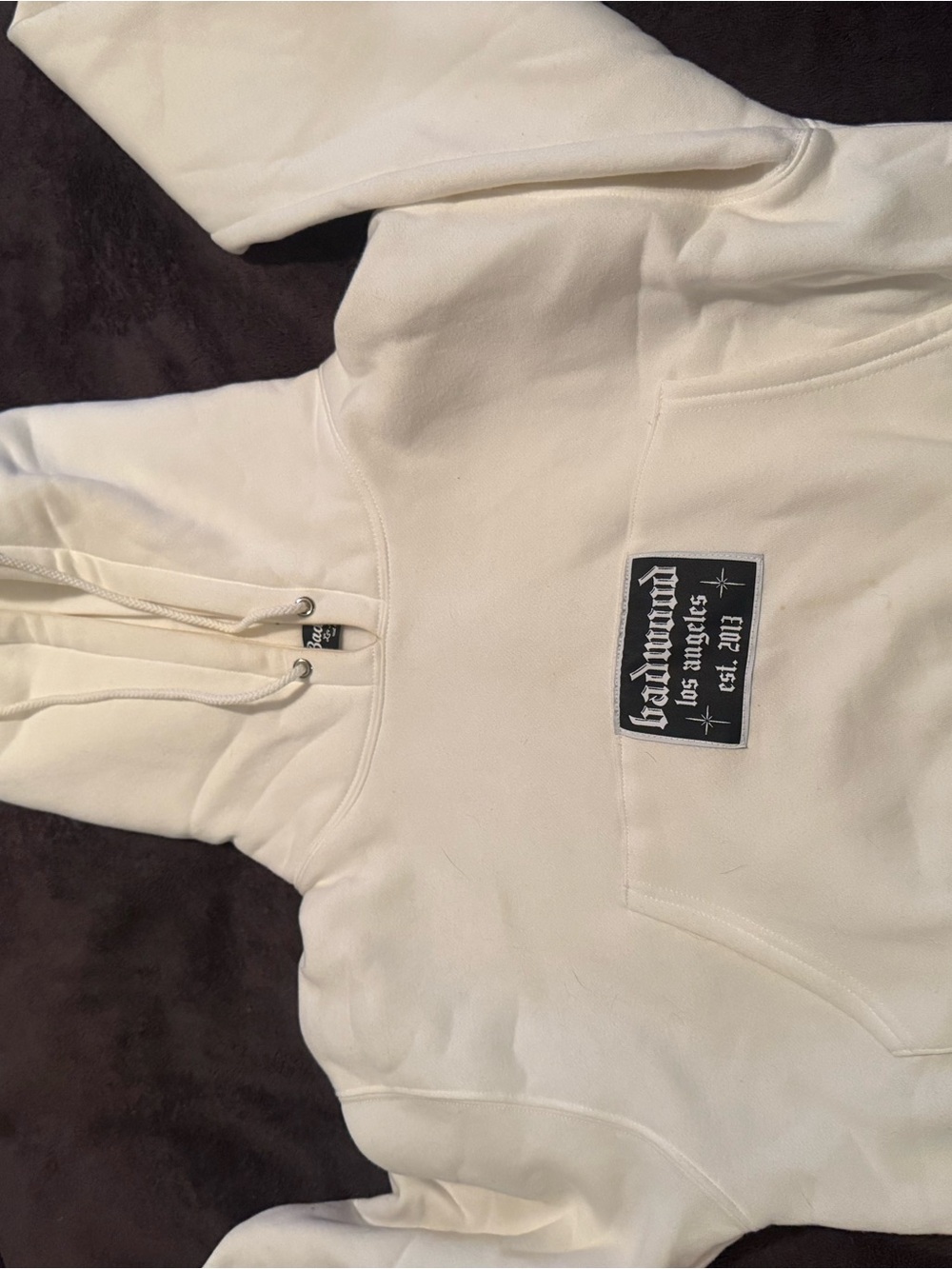 Los Angeles Cream Hooded Pullover with Front Patch